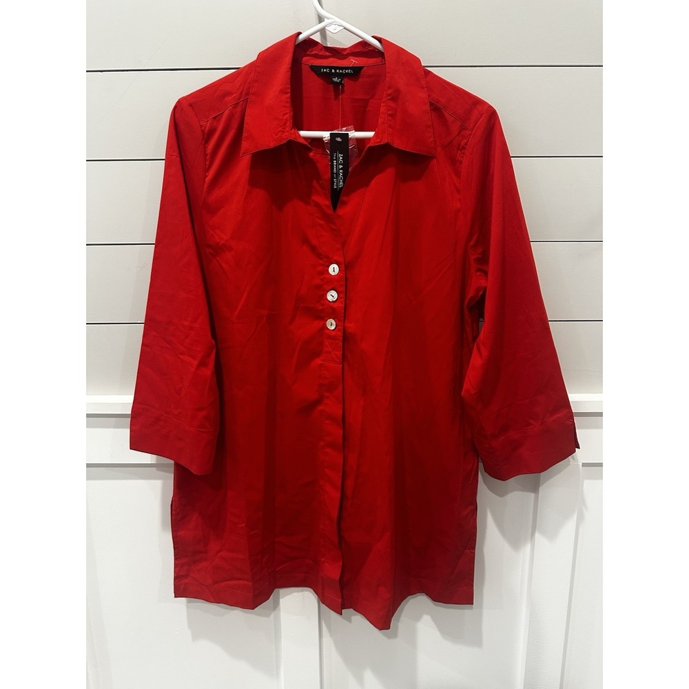ZAC AND RACHEL Blouse Mini Dress Womens LG Top 3/4 Sleeve Extra Large Red